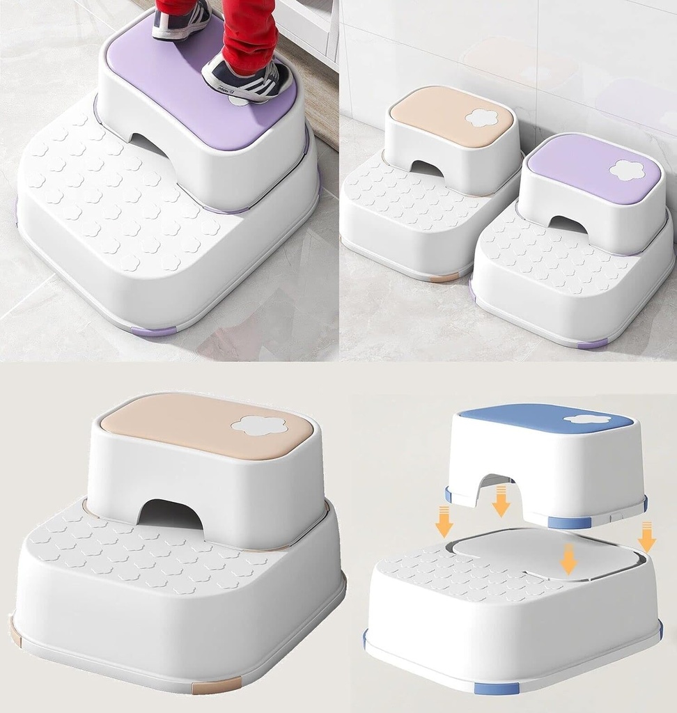 Step Stool Kids Foot Step Up - Sturdy Strong Anti Slip Toddlers Potty Training Kids stool _Purple_White_ _ Amazon_co_uk_ Baby Products